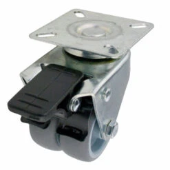 Doppel Lenkrolle Ø50mm Mit Bremse Tragkraft 70kg Grau Vollgummi Transportrolle