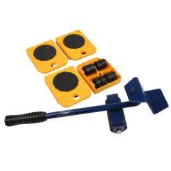 Möbel-Transport-Set 5-teilig Mit Drehbarer Scheibe Und Hebeleisen