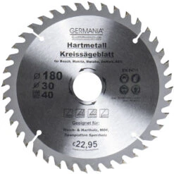 GERMANIA HM Kreissägeblatt Ø 180mm, 40 Zähne Für Holz